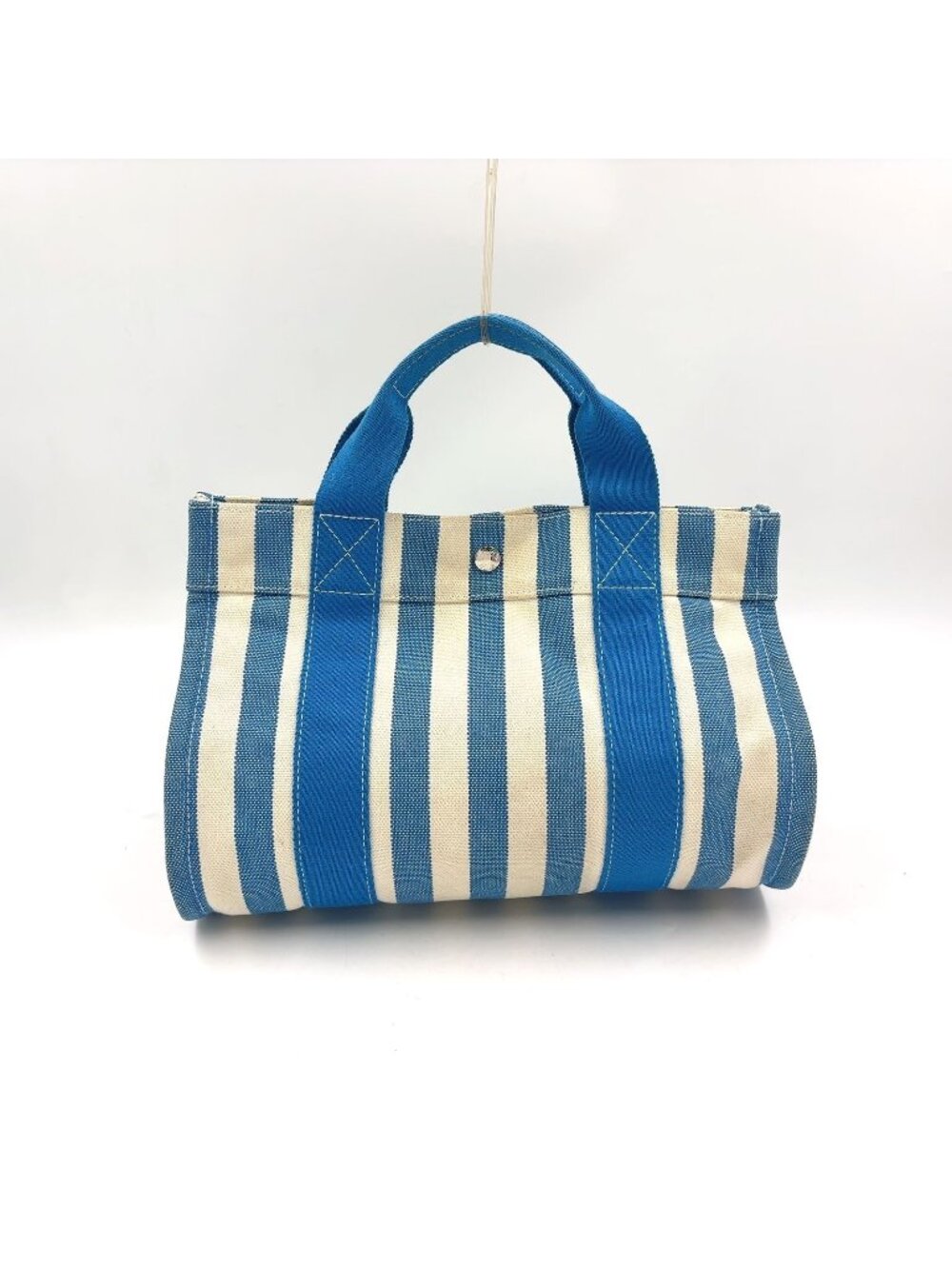 Hermes Cannes PM Canvas Blue White Handbag Silver